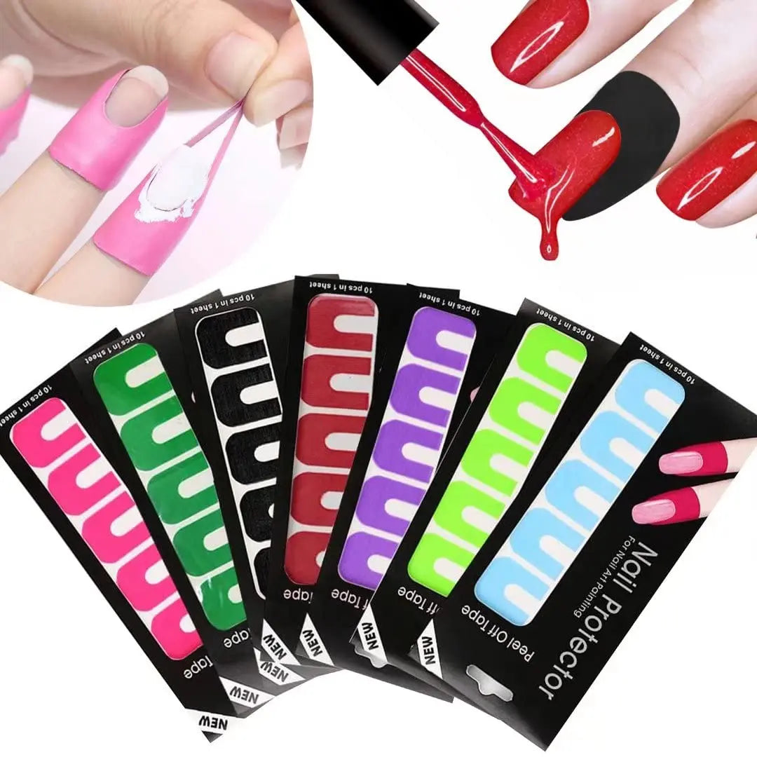 U-shape Nail Polish Spill-Proof Protector Stickers Disposable Soft Nail Polish Anti-Overflow Tapes