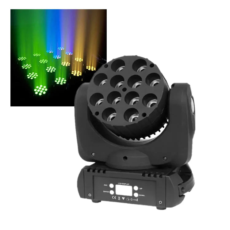 Super Beam 12X12W Led Beam Light RGBW 4 in 1 Moving Head Led Stage Light for Stage Club Party