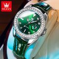 OLEVS 9945 Quartz Diamond-encrusted Luxury Watches for Women Waterproof Fashion Stainless Steel Strap Women Wristwatch Luminous
