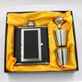 Personalized Men Fashion Gift Custom Logo 5oz 6oz Stainless Steel PU Leather Hip Flask Gift Set