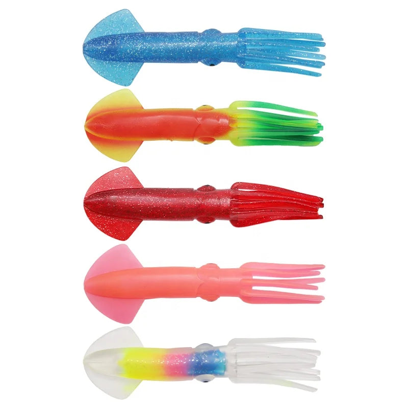 9in Trolling Luminous Squid Lures Soft Plastic Rubber Fishing Octopus Skirts Squid Trolling Lure for Dredges Daisy Chains