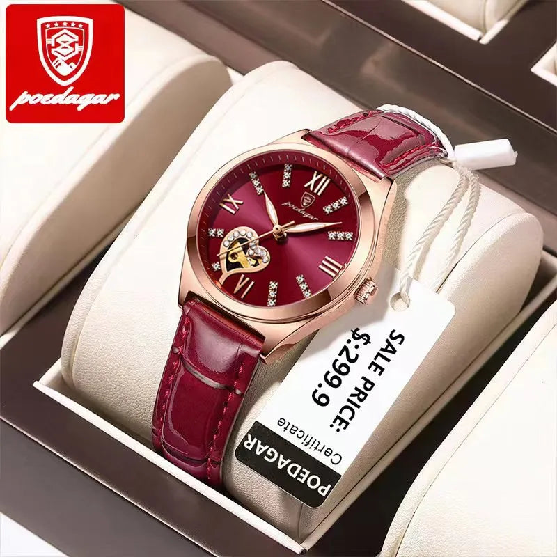 POEDAGAR 320 Wholesale Leather Ladies Wristwatch Wrist Bracelet Quartz Luxury Winding Watches with Women