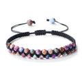 Jewelry Factory Making 4MM Natural Stone Handmade Double Layers Braided Adjustable Bracelet with Custom Logo Women Men