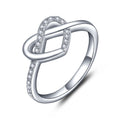 Women White Zircon Stones 925 Sterling Silver Heart Infinity Ring Fashion Zircon 925 Ring