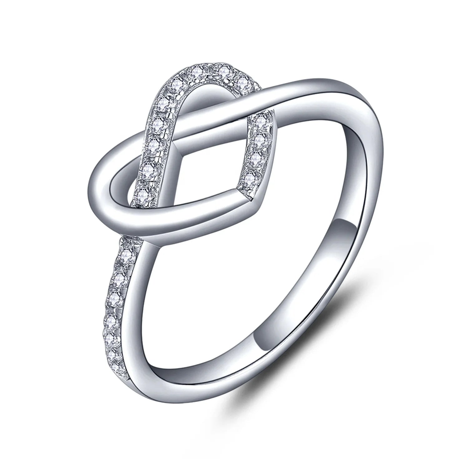 Women White Zircon Stones 925 Sterling Silver Heart Infinity Ring Fashion Zircon 925 Ring