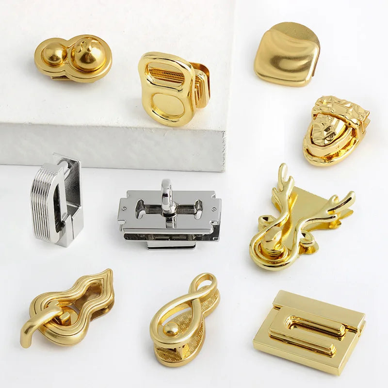 Custom Metal Gold Silver Mini Heart Purse Snap Lock Handbag Hardware Clasp Decor Push Closure Turn Twist Lock Bag Lock