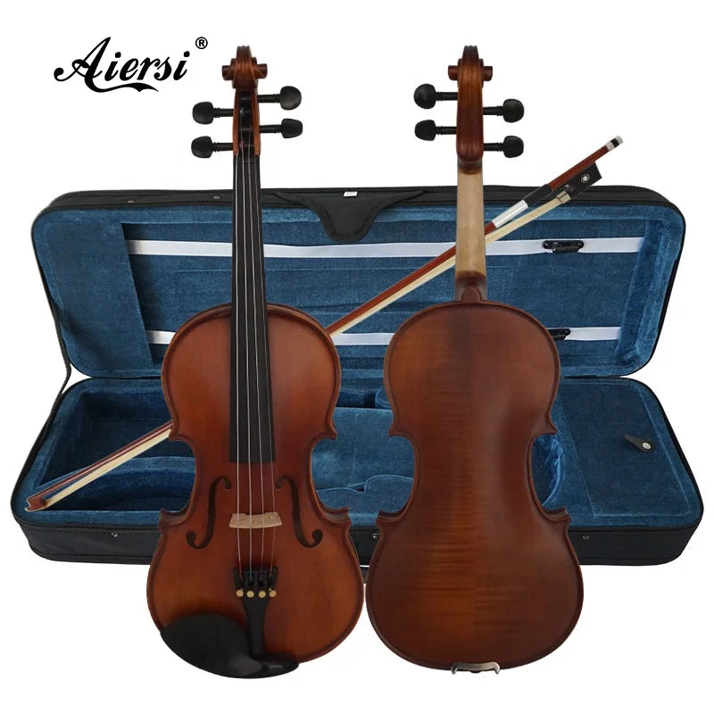 Professional Violin OEM ODM Dark Red Brown Matt Craved Spruce Flame Maple Ebony Accessories Carbon Fiber Tailpiece with case