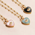 Unique Fashionable Jewelry 18k Gold Plated Stainless Steel Enamel Heart Devil's Eyes Zirconia Inlay Necklaces