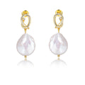 Trendy Women Jewelry Earrings Knot 925 Sterling Silver Dangle Charm Gold Plated Baroque Pearl Earrings