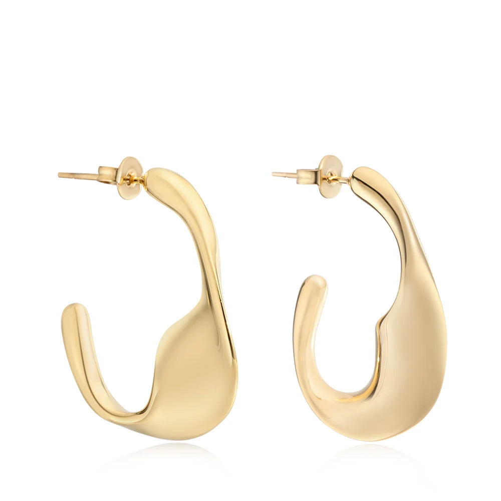 Korea Style Women Earrings Jewelry Statement Girls Brass Twisted Earrings Dangling 18k Gold Plated Ladies Sets.