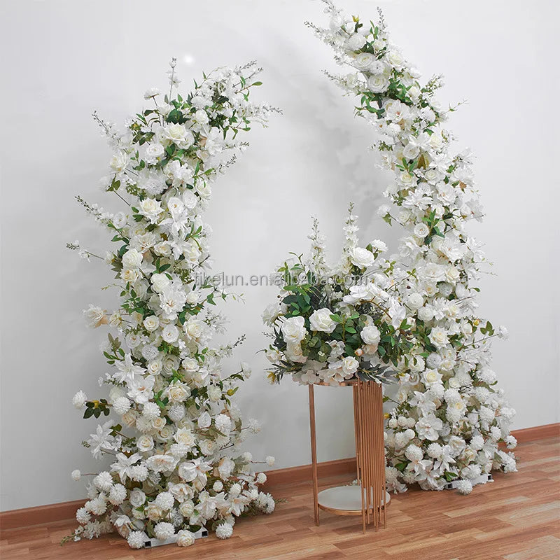 L-HOA001 Wholesale Wedding Arch Horn with Flower Backdrop Artificial Flower Horn Arch Arrangement for Wedding Decoration