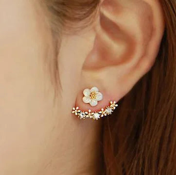 Flower Back Hanging Hot Exaggerated Jewelry Earrings 925 Boucles Doreilles Silver Earrings 925 Sterling