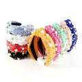 Korean Latest Design Colorful Crystal Hair Accessories Wide Edge Pearl Rhinestone Hair Hoop Women's Headbands