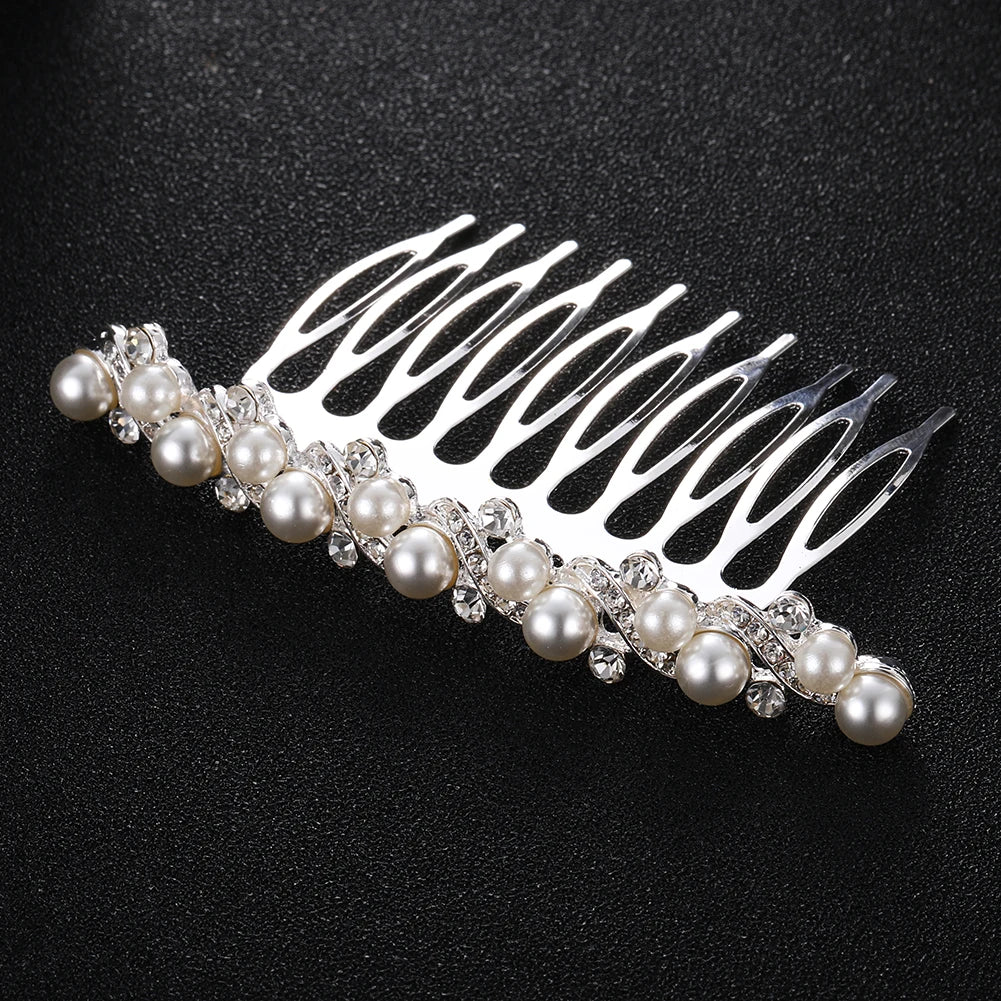 Wholesale Round Pearl Wedding Hair Comb Crystal Ornaments Bridal Hair Accessories