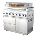 Propane 6 Burner Outdoor Kitchen Freestanding BBQ Grill with Cabinet and Foldable Side Table