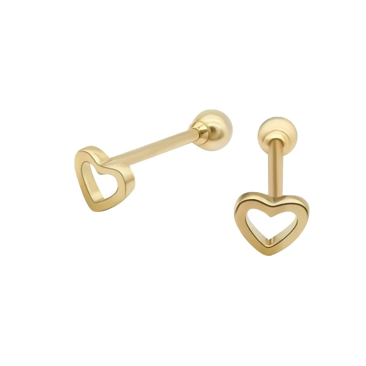 Empty Heart Shaped Earring Jewelry Gold Super Economy 9k Real Genuine Solid Women Charm Earrings Yellow Gold 2 Pcs Star