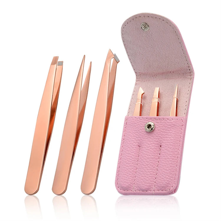 Private Label Laah Heated Stainless Steel Eyelash Twizers Volume Rose Gold Eyelash Extension Tweezers