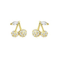 Fashion Cute Pure 925 Sterling Silver Delicate Cz Zircon Cherry Shaped Stud Earrings for Women Girls
