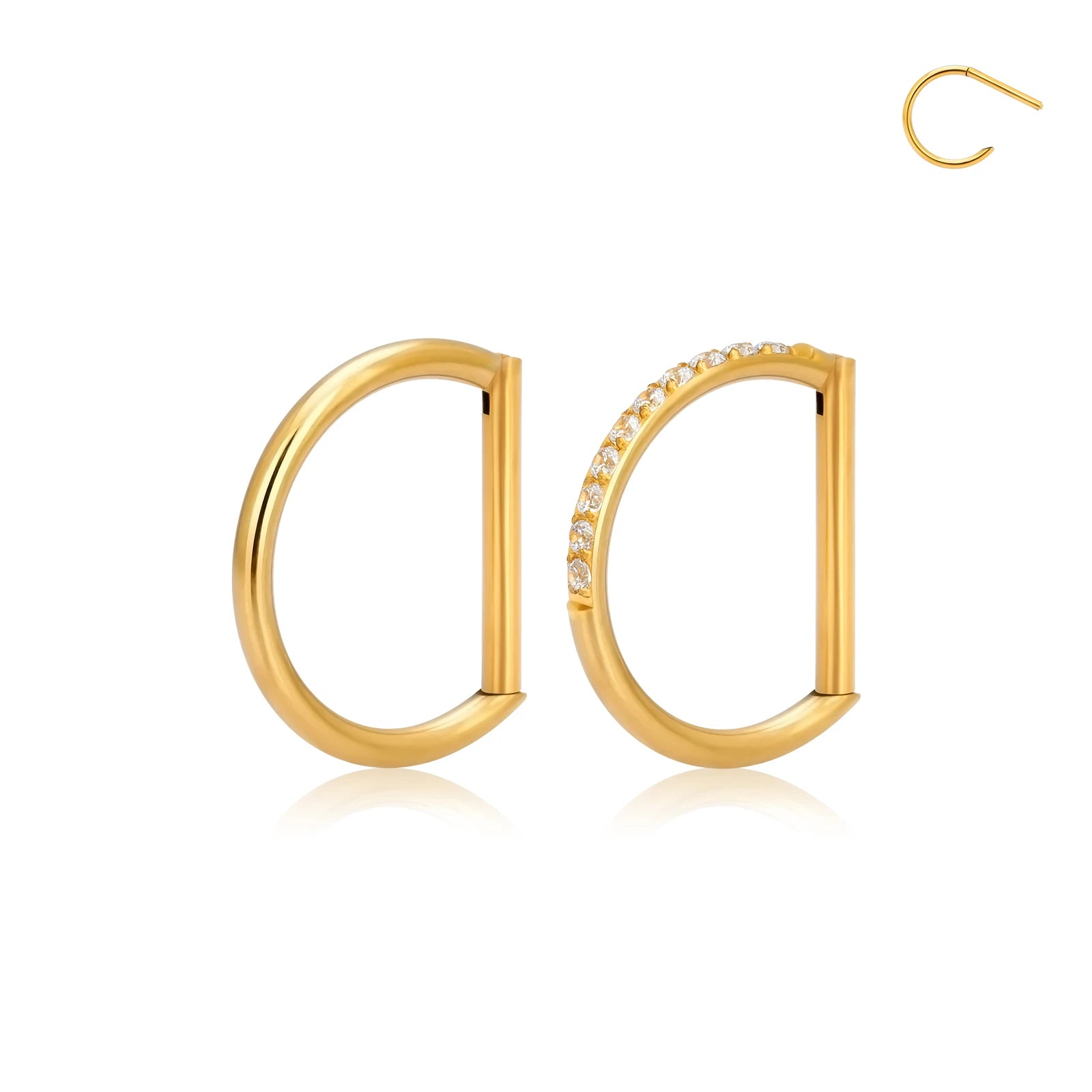G23 ASTM F136 Titanium D Shape Hinged Septum Nose Clicker Piercing Rings Piercing Jewelry for Women Men