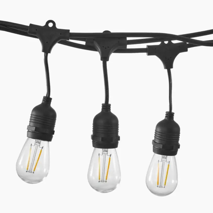 S14 String Light 48FT 15LED Bulbs+1Spare Bulbs 1W Single Wick Warm Light DIY Decoration for Party Wedding House Moving Garden