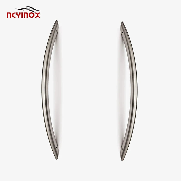 D Shape Round Bar Wooden Door Handles Aluminum Front Main Door Stainless Steel Black Pull Glass Door Handle
