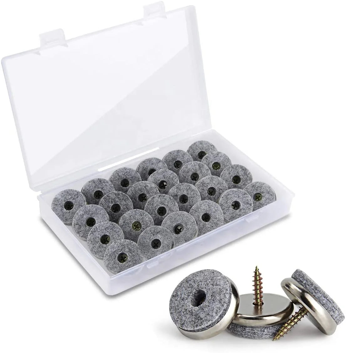 32 Pack Furniture Felt Pads 28mm Round Screw-in Felt Glides Pads for Wooden Furniture Chair Table Legs Feet