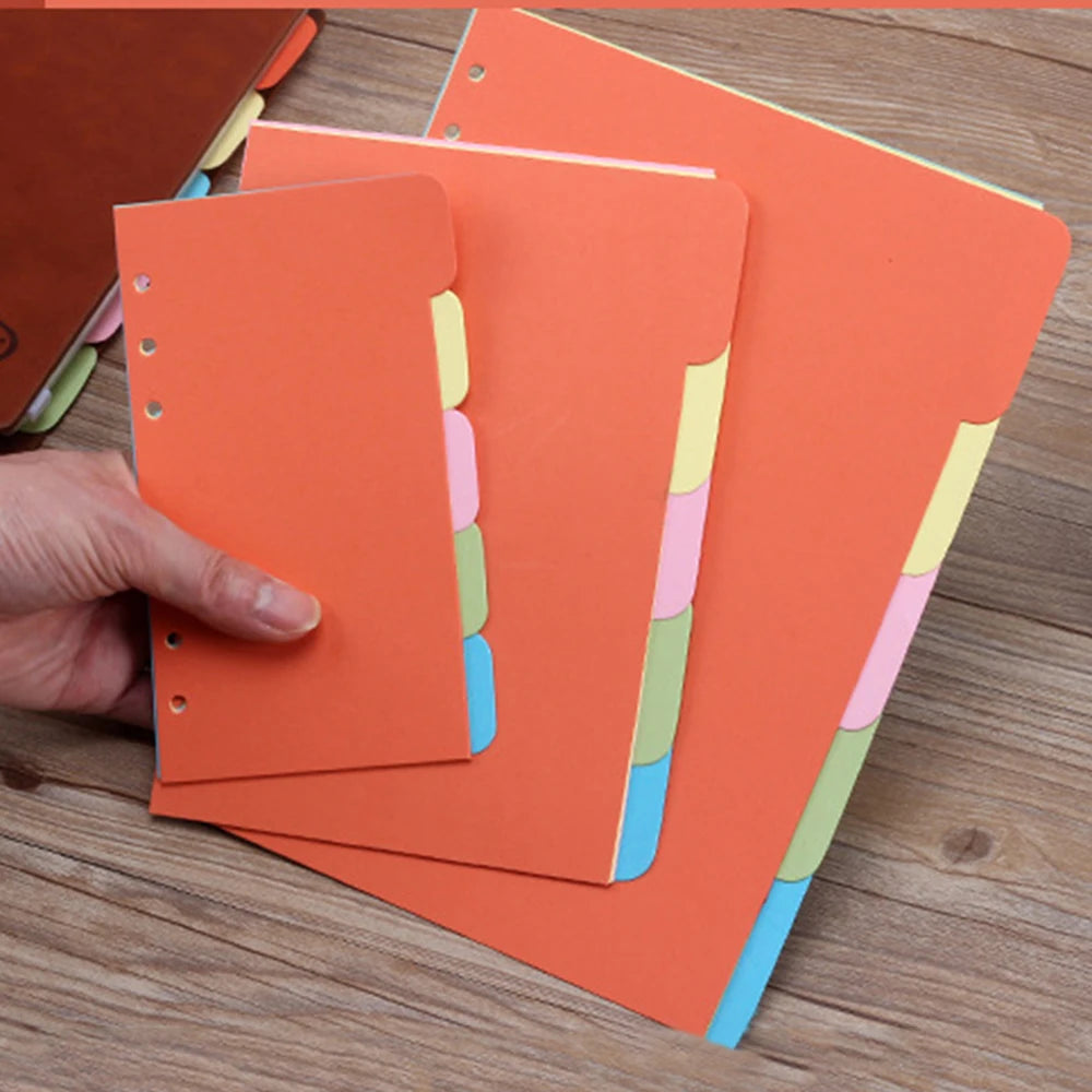 Hot Sale A5 A6 B5 Plastic Pocket Dividers Ring Binders Index Page Tab Cards for Journal Diary Notebook