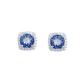 Abiding Christmas Jewelry Round Lolite Blue Mystic Quartz Halo Sterling Earrings With Pave CZ Simulated Diamond