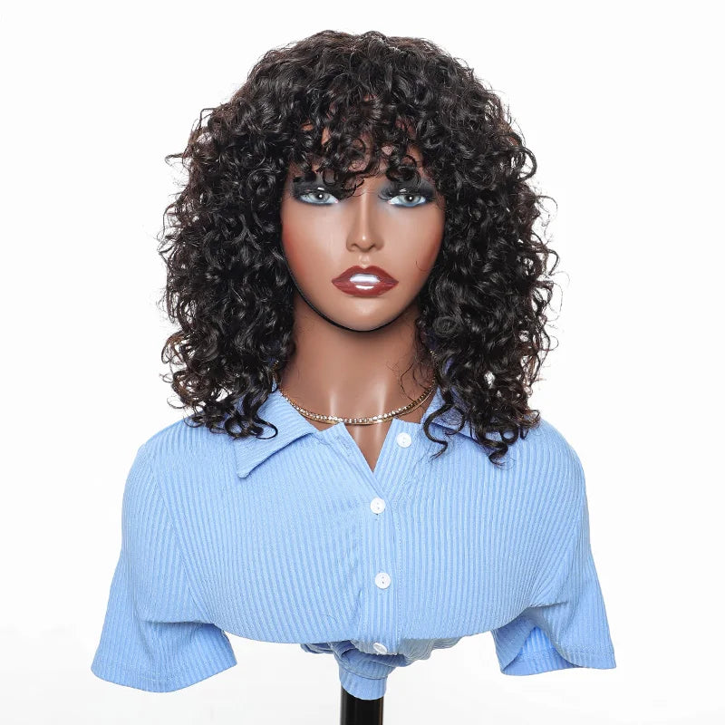 Wholesale Virgin Hair Wig 180% Density Brazilian Virgin Hair Machine Made None Lace Human Hair Wigs 12 Inches for Black Women