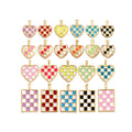 Sweet Trendy Enamel Dripping Oil Checkerboard Charm PendantCute Pink Mosaic DIY Necklace Accessories for Jewelry Making L18