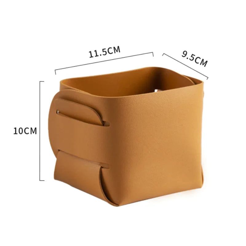 Luxury Eco-Friendly Foldable Rectangle Desktop Leather PU Storage Box for Stationery Remote Control Sundry Organizer Tray Basket