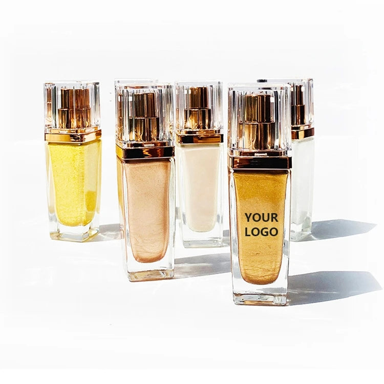 Highlighter Custom Logo Shimmer Liquid Highlighters Private Label Makeup Skin Body Glitter Highlight Cosmetics