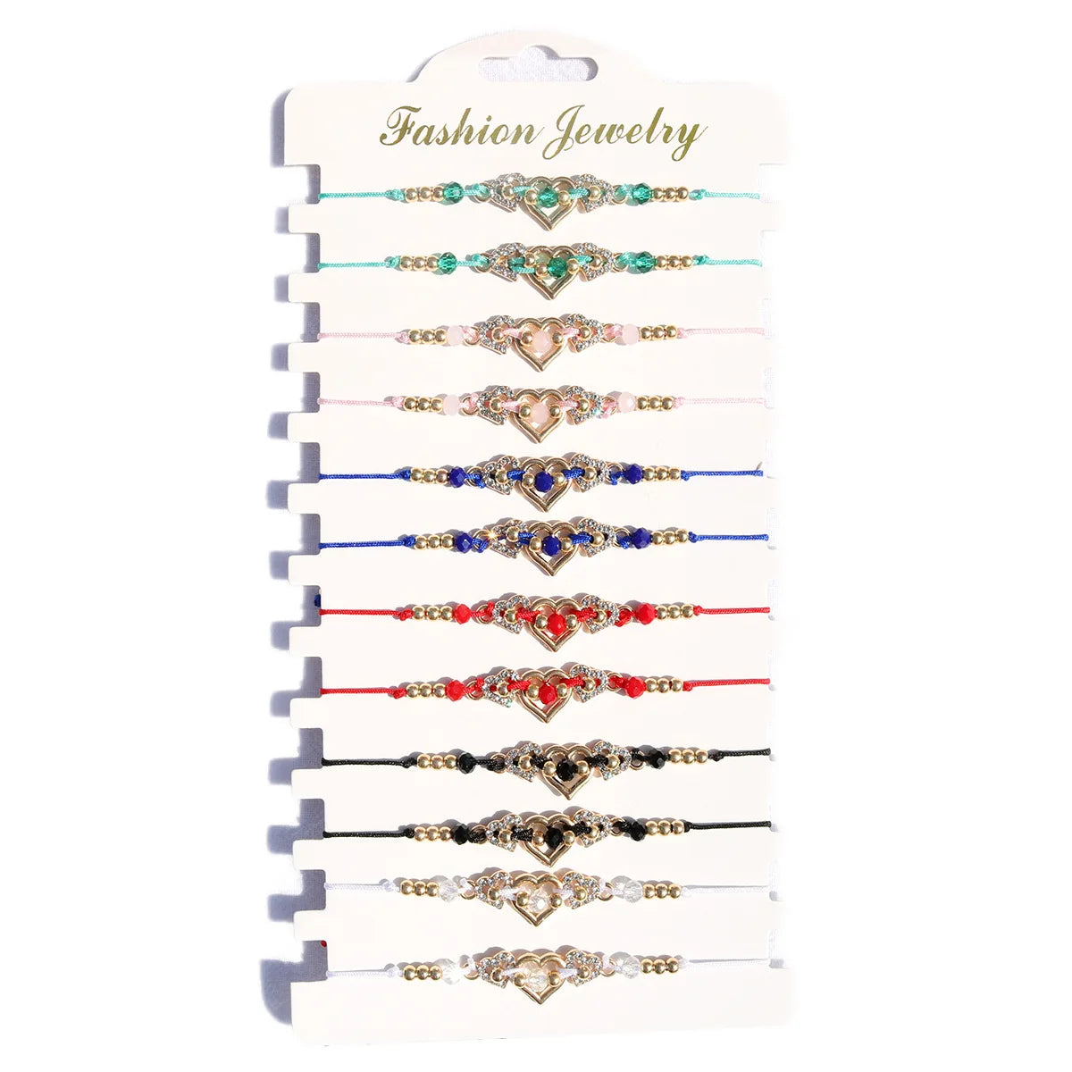 Europe and the United States 12 Sets Friendship Hand-woven Heart Bracelet Natural Crystal Beads Card Bracelet Gifts for Women