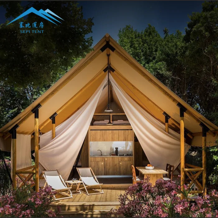 Waterproof 4 Season Outdoor Glamping House Hotel Desert Luxury Lodge Safari Tent With Bathroom