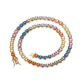 BC148  Colourful Men's Hip Hop Necklace Brass Tennis Chain Jewelry Cubic Zircon Party Gift