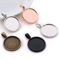20mm Inner Size 5 Classic Colors Plated Classic Style Cabochon Base Setting Charms Pendant Blank Bezel Trays