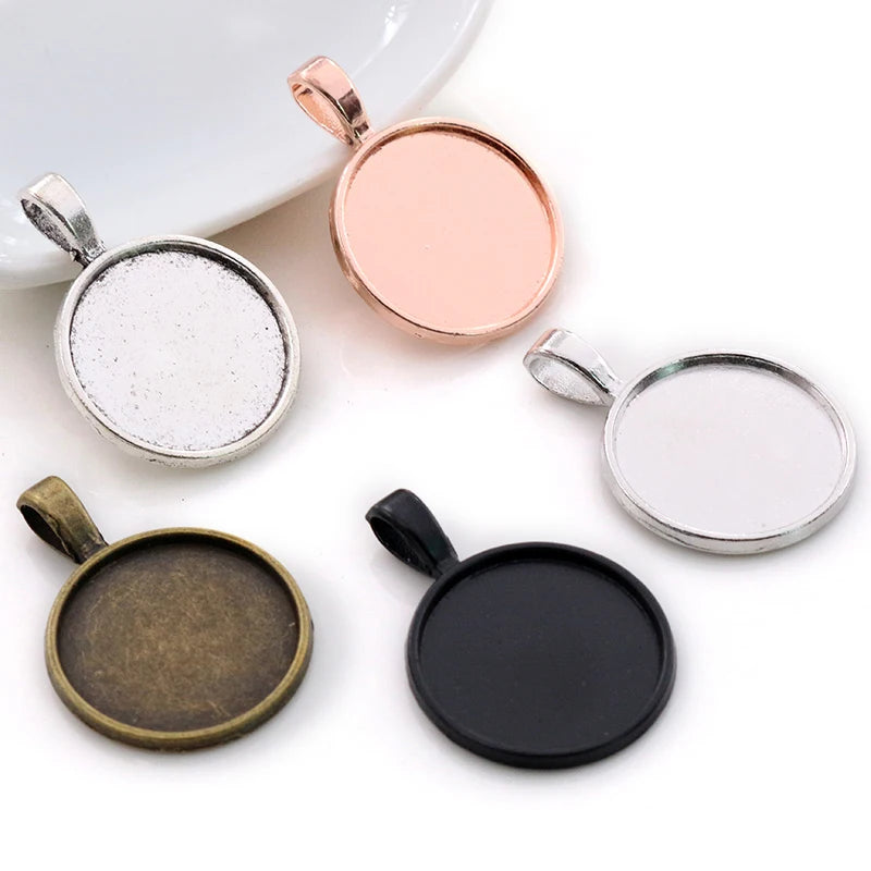 20mm Inner Size 5 Classic Colors Plated Classic Style Cabochon Base Setting Charms Pendant Blank Bezel Trays