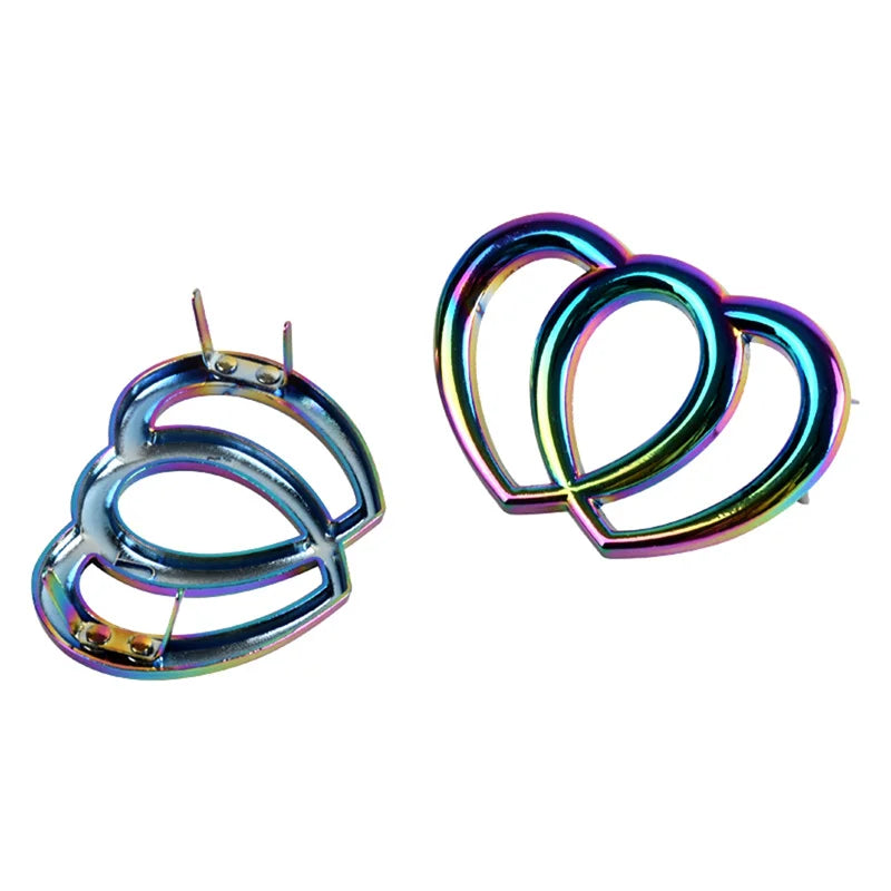 Rainbow Handbag Purse Strap Belt Accessories Bag Double Heart Buckle