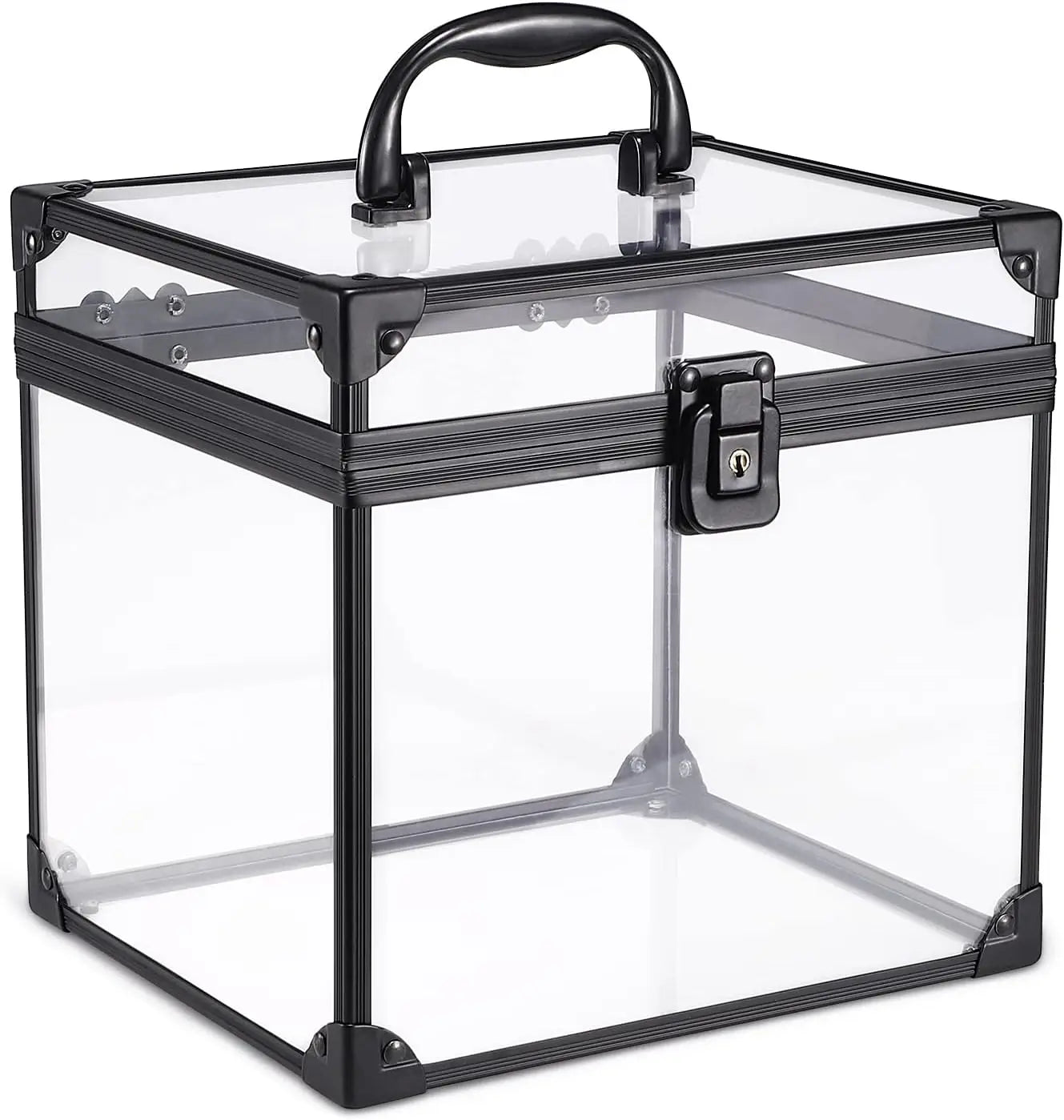 Portable 8x7x7.5inch Clear Crown Train Case Latches Handle Customizable OEM/ODM Travel Makeup Tools Storage Organizer Bathroom