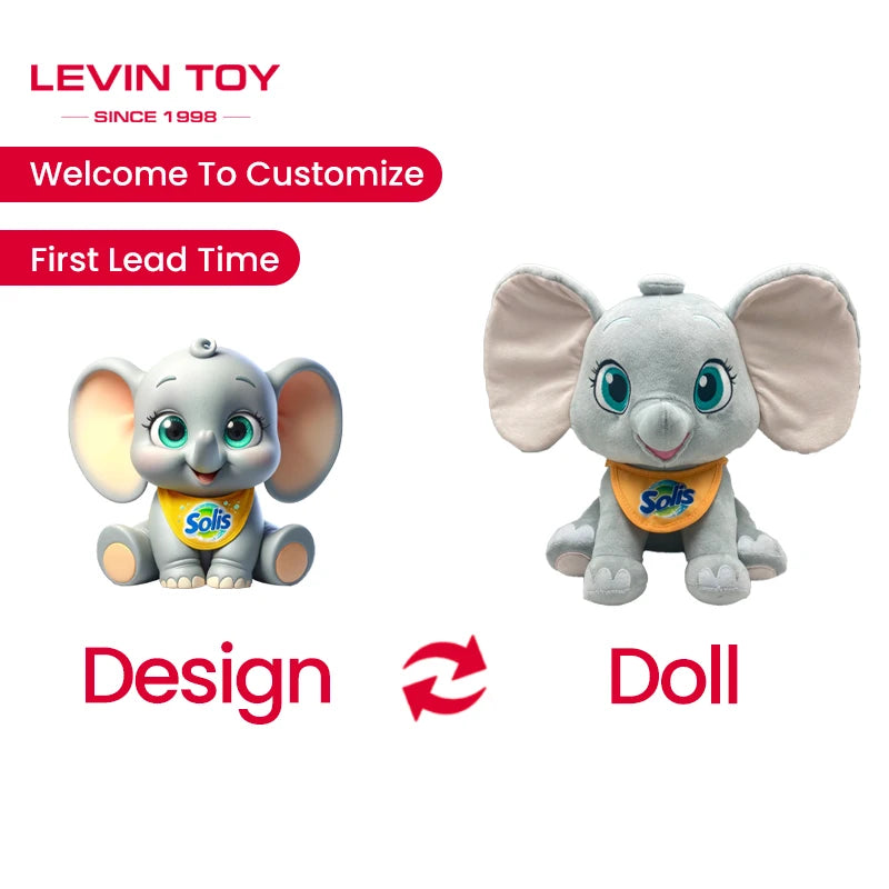 Custom Elephant Plush Toy Manufacturer OEM ODM Stuffed Animal Plushie Design Build Your Own Brand Soft Plush Doll Kids Gift