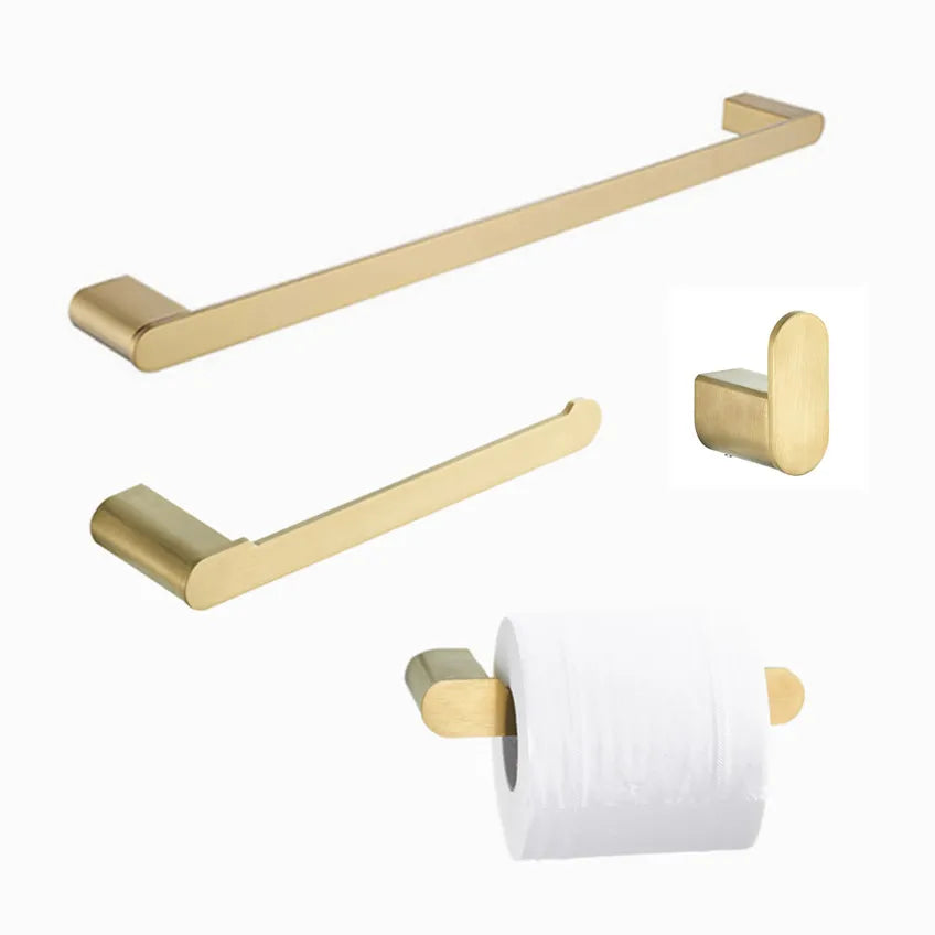 Brushed Gold SUS 304 Stainless Steel Bathroom Accessories Set 4 Pcs Tower Holder