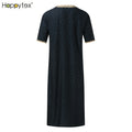 Luxury New Loose Summer Arab Robe Soft Printing Short Sleeve Long Gown Kanzu Men Muslims Dress for Male Kaftan Abaya Islamic