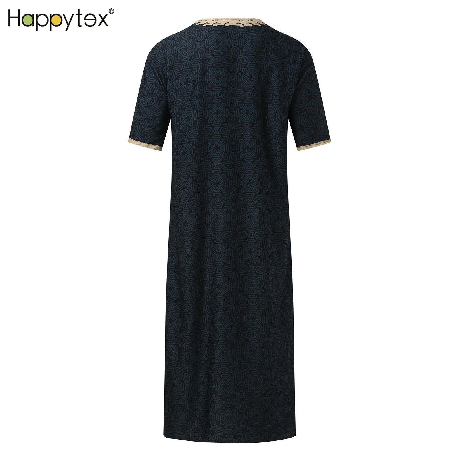 Luxury New Loose Summer Arab Robe Soft Printing Short Sleeve Long Gown Kanzu Men Muslims Dress for Male Kaftan Abaya Islamic