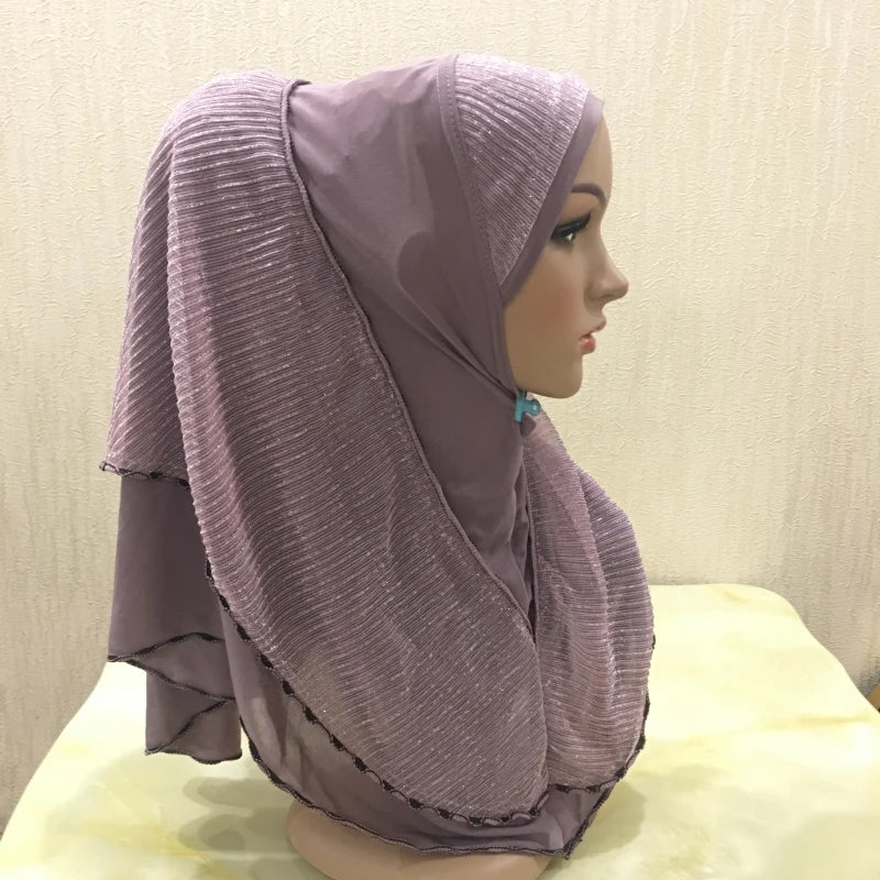Factory Wholesale High Quality Solid Color Soft Crystal Hemp Head Hijab Scarf Muslim Women Hijab
