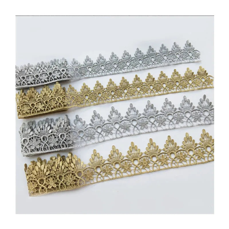 Factory Direct Sale 5cm Ribbon Shaped Metallic Lace Polyester French Clothing Decorative Belt for Bags and Accessories JB06
