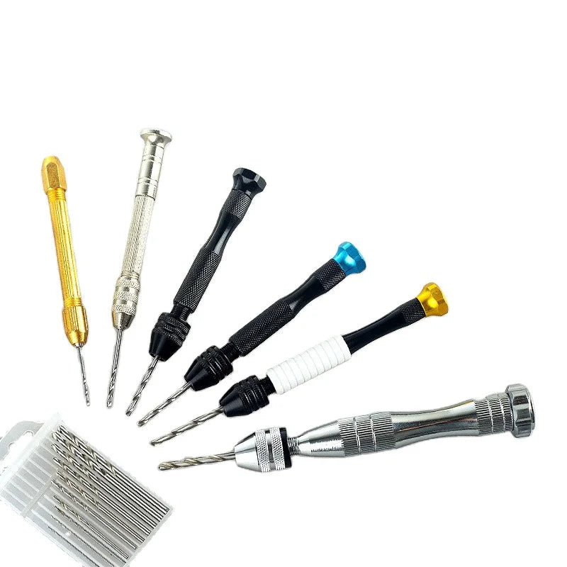 Mini Micro Hand Drill Bits Set High Hardness Rust-resistant Manual Drill Pin Vise Chuck DIY Tool Set