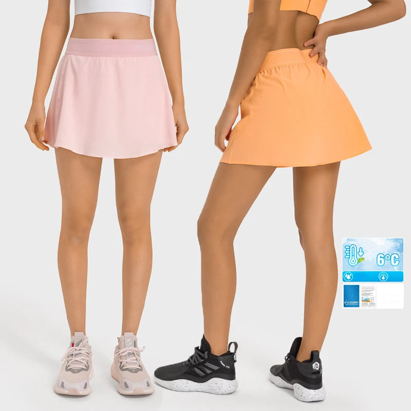 SHINBENE Women's Sports Tennis Skirt Quick Dry Athletic Skirt With Built-in Shorts Golf Skirt With Pockets