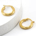 DAIHE 18K Gold Plated Twisted Chain Hoop Earrings Minimalist Fashion Stainless Steel Earrings Jewelry for Women