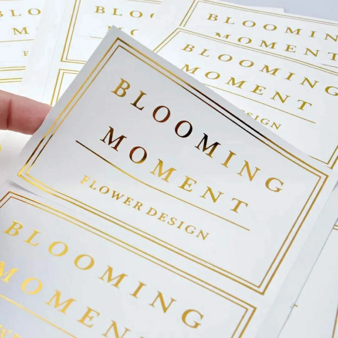 Self Adhesive Customized Printing Hot Stamping Clear Reusable Gold Foil Stickers Transparent Logo Labels