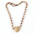 Fashion 6mm Pic Jasper Rosary Chain Natural Stone Necklace Heart Choker Necklace